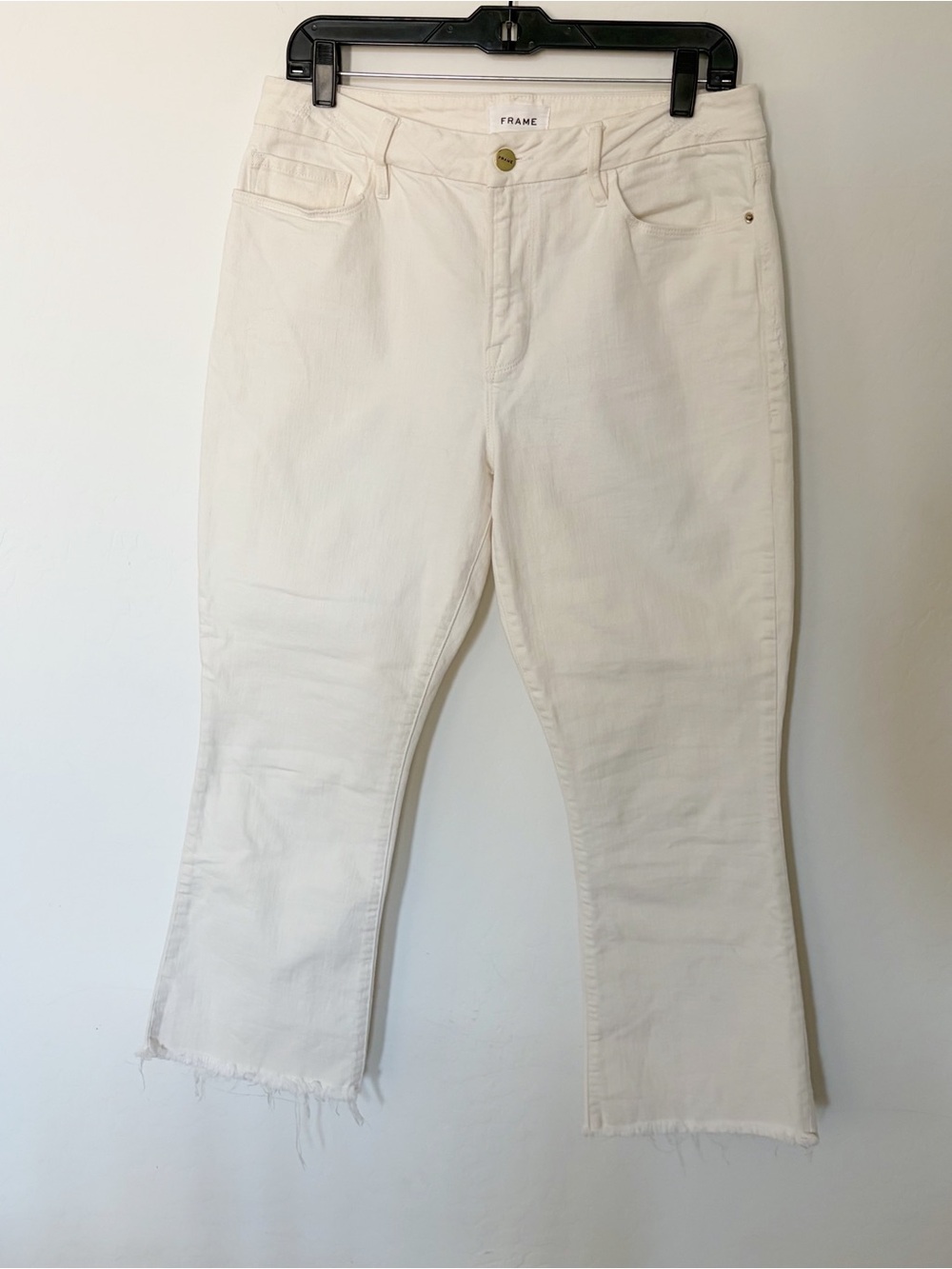 Frame Le Crop Mini Boot Frayed Hem in Au Natural Wash Jeans Size 31